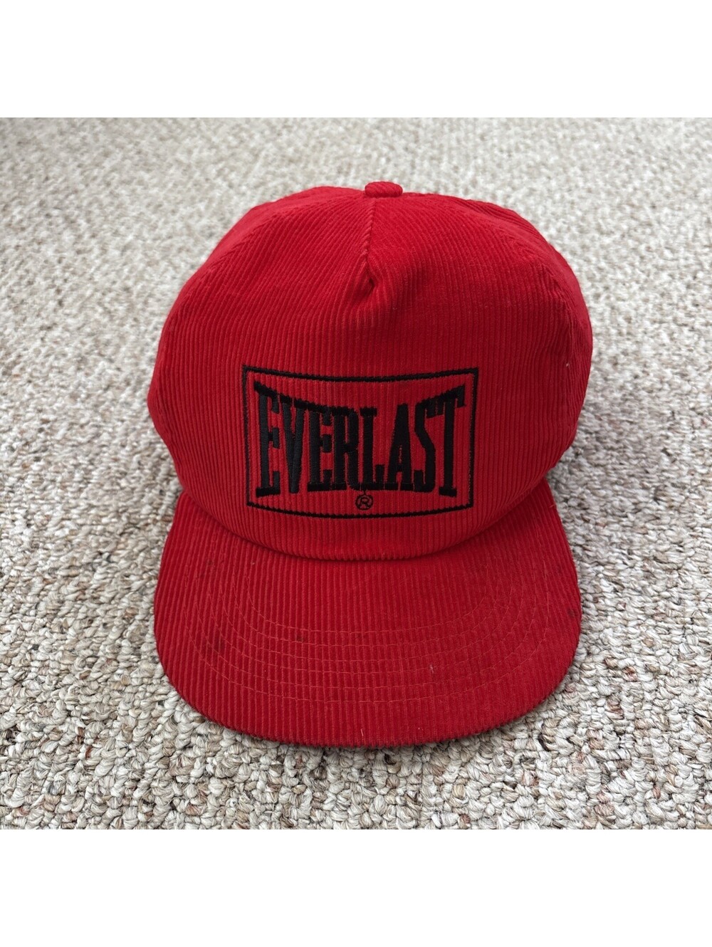 Vtg Everlast Boxing Cap Corduroy Spell Out Logo Snap Back Trucker Baseball Hat